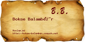 Bokse Balambér névjegykártya
